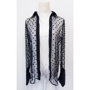 J.Crew sheer mesh polka-dot button-up blouse sz 4 Fairy Grunge Whimsigoth